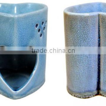 custom ceramic Blue Heart Antique Style Cracked aroma oil burner