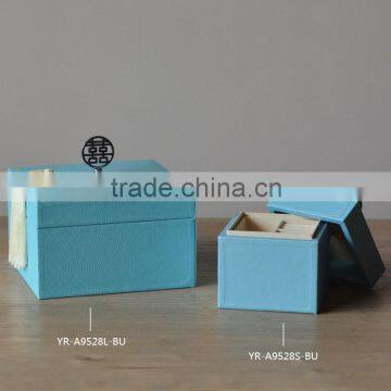 Chinese modern style blue color wedding romantic tassels jewelry boxes