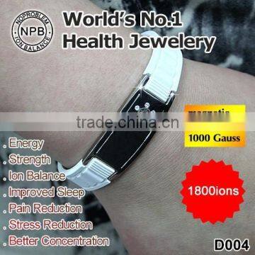Noprobelm D004 free shipping girl stainless steel charm fashion energy magnetic health crystal silicone bracelets
