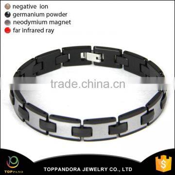 Mens Black Tungsten Magnetic Ceramic Bracelet with Energy Magnetic and CZ Bracelet Magnetic Tungsten Bracelet