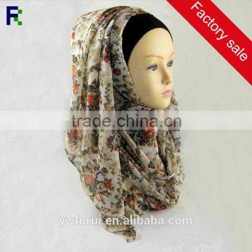 Print Chiffon Muslim Hijab Of Beautiful Charming Islamic Scarf Slip On Shawls