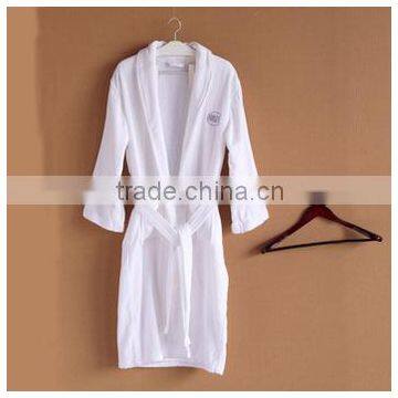 Velour Cotton Bathrobe With Hotel Logo Shawl Collar Robes