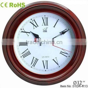 12 inches wood frame good quality wall clock