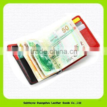 15025 Leather billfold custom metal money clip