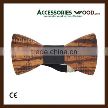 Natural Wood Bow ties Men with decorative design