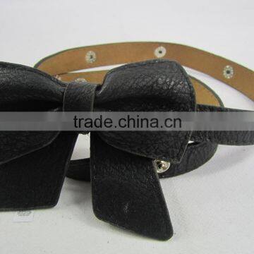Black Color PU Leather Bowknot Design Dress Ornament Belt for Girl photo-3