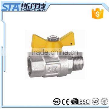 ART.1049 Full Port NPT/BSP Threaded 600 WOG T Handle 1/2" 3/4" 1" Female x Male Mini Forged Shut Off Valve Brass Ball Gas Valve