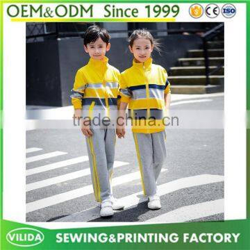Customized 100% cotton children winter primary school uniforms sportsuit for kids