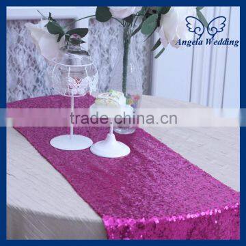 RU017K Beautiful beaded metallic hand embroidered hot pink fuschia sequins table runner