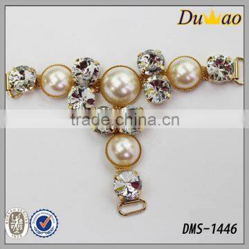 Pearl crystal ladies shoe decoration for woman sandal