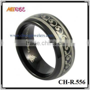 2015 Celtic Woven Celtic Knot Engraved Black Band for Man Dome Ring/cheap Celtic Ring photo-2