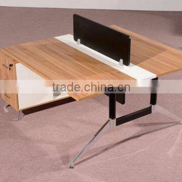 HC-M010 modern walnut color wooden 2 person office desk wholesale