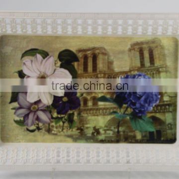 candy color fashion hollow out label in mould plastic rectangle tray