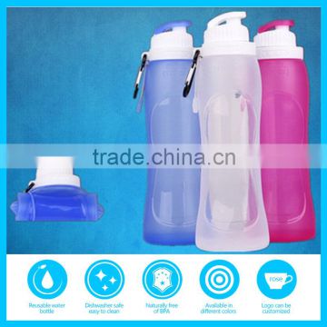 500 ml Bpa Free Portable Foldable Silicone Sport Water Bottle for Outdoor