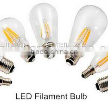 E27 E14 B22 dimmable filament led bulb,2W 4W 6W led filament lamp, dimmable led filament bulb light