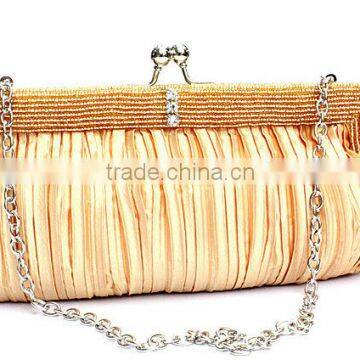 High Quality ladies evening party bag plicated satin clutch evening bags