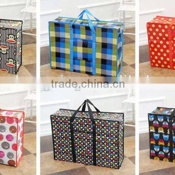 big capacity shopping bag extra large bright color printing zipper closure