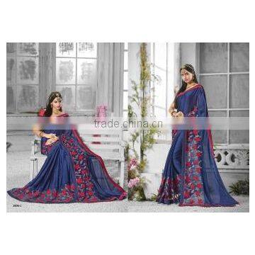 Inviting Red Georgettes Designer Saree/famous Indian Saree Designers photo-6