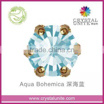 Crystal Unite Lead Free Chaton in Crown Setting, Aqua Bohemica