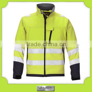 customized high quality thick water resistance fluorescent softshell jacket