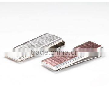 Men's Fashion Custom Coffee Color Stainless Steel Gold Money Clip