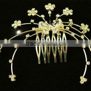 Bridal Wedding Butterfly Crystal Gold Hair Comb CT1106