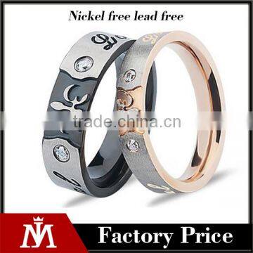 2016 high polished engrave punk style 316L stainless steel wedding band ring for lover