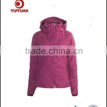 Women's professional waterproof windproof winter ski garment with hood