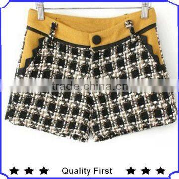 latest ladies shorts design 2014, 2014 newly design lady fashion spring tweed grid shorts ,fashion checkered shorts for lady