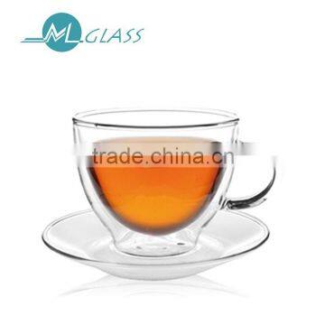 wholesale high quality 200ml double wall glass coffee cup tea cup handmade glassware N6012