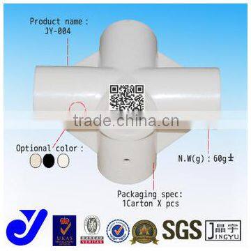 JY-A004| 4 ways perpendicular style plastic joint for lean tubes |ABS plastic corner joint for OD 28mm coated pipe fitting