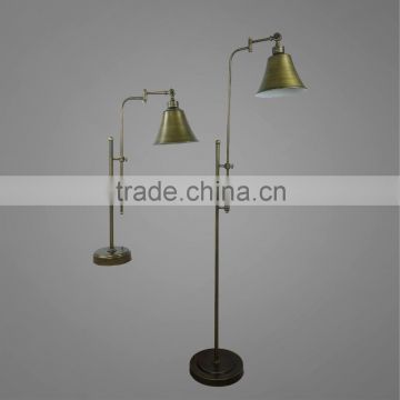 Adjustable Height And Angle Table Lamp And Floor Lamp Antique Brass Plated Metal Vintage Style Lamps