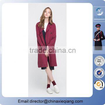 2016 fashion plus size double breasted belted long trench coat