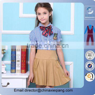 2016 Summer short sleeve shirt pleated skirt private high school uniforms