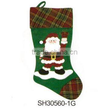 Non-woven 19" Christmas Stocking With Pattern Santa Claus