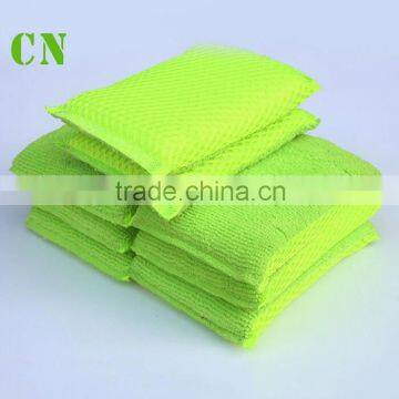 Set Of 4PCS Green Color Combo Nylon Mesh And Microfiber Sponge Scouring Pad