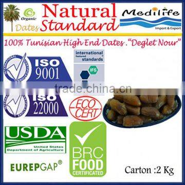 100% Tunisian Dates "Deglet Noor" Category,Organic Standard unbranched dates Healthy Fruit Products,Sweet Dates 2 Kg