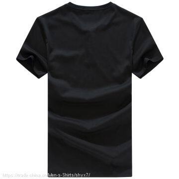2017 Summer Men's Men's Cotton Men's Shirt T-shirt Men's New Short Sleeved Pure Color High Neck T-shirt photo-2