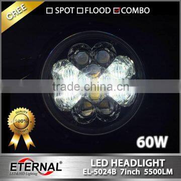 60W Round 7inch LED Headlight Replacement for Offroad Jeep Wrangler TJ JK CJ YJ 4x4 Vehicles Ford Harley Motorcycle photo-4