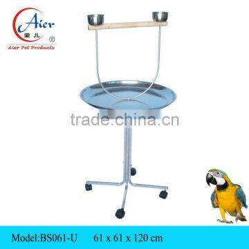 Parrot Bird Stand Stainless Steel Tray & Cups