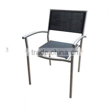 Stainless steel black mesh fabric garden chair