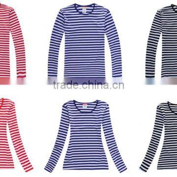 2015 New Fashion Wholesale Black and White Stripe T-shirt Flat Knit Mens Blue Yellow Stripe T-shirt photo-6