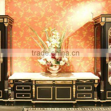 European Wooden Two Doors Brass Mounted Glass Wine Display Cabinet/ Antique Living Room Shabby Chic Curio Cabinet, Showcase photo-2