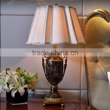 Black marble lamp body brass decoration bottom fabric lampshade table lamp