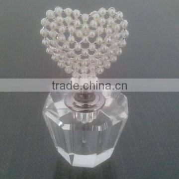 Decorative Mini Empty Clear Crystal Perfume Bottle With Jewelled Pearls Top photo-2