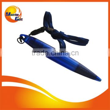 Custom Logo Printed Blue Plastic Pen with Lanyard