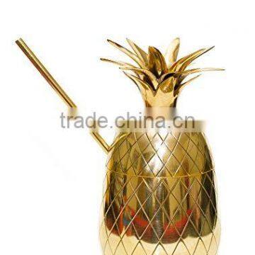 copper & brass Pineapple Mug, Cocktail Mug with Straw 20 Ounc