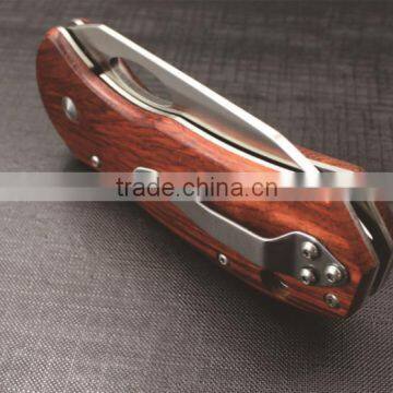 Mini Outdoor Camping Survival Tool Wooden Handle Multifunction Pocket Knife photo-2
