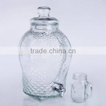 Large Size Machine Pressed Beverage Used Glass Dispenser With Tap photo-3