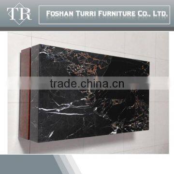 Antique Black Marble Top Wooden Base Coffee Table for Living Room Furniture Set photo-3